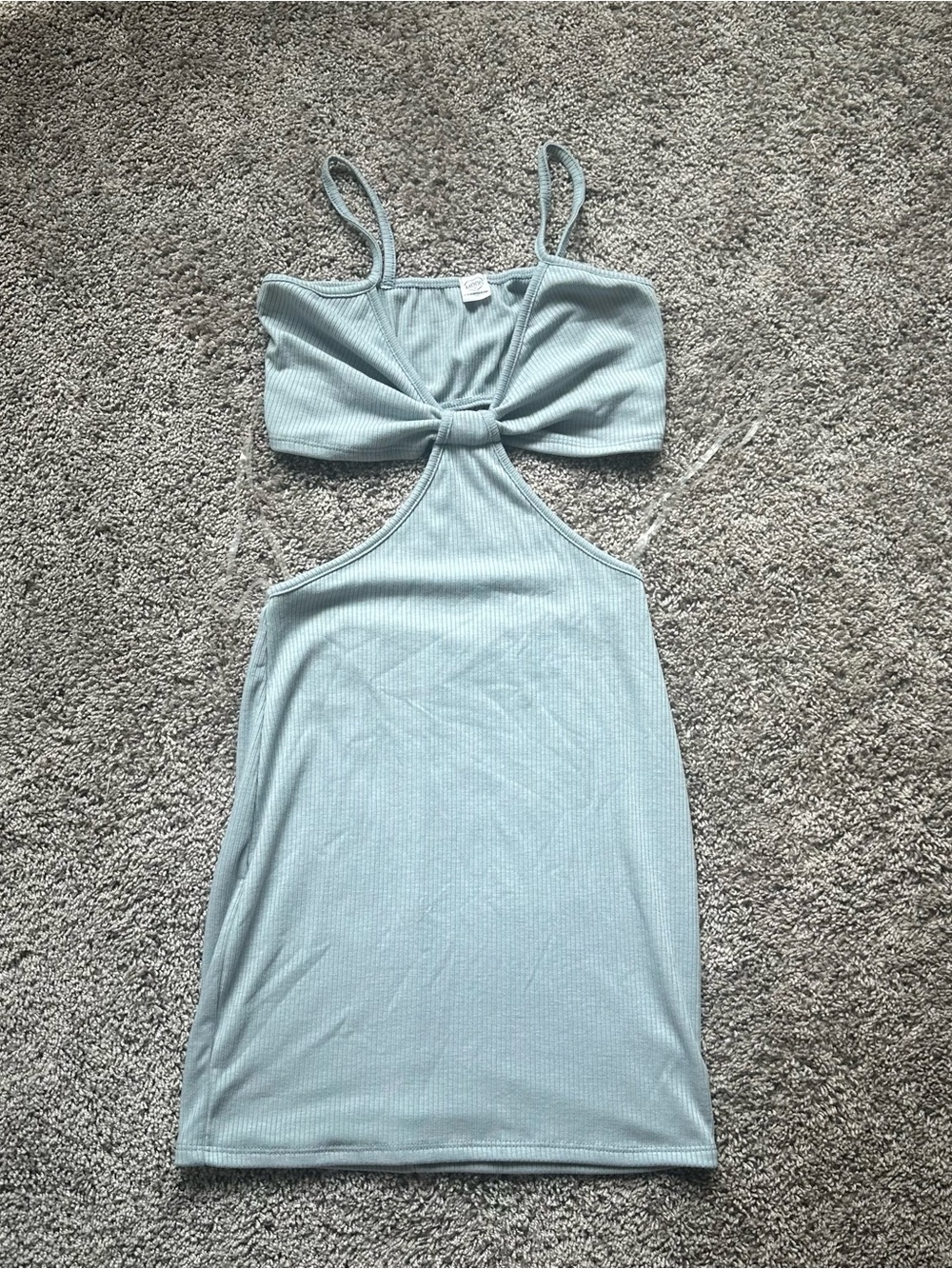 Light Blue Cutout Knit Mini Dress